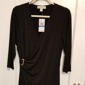 Michael Kors Black Mock Wrap Style Dress NWT Sz XL